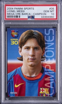 2004-05 Panini Sports Megacracks Barca Campeon "Campeones" #35 Lionel Messi Rookie Card - PSA GEM MT 10 